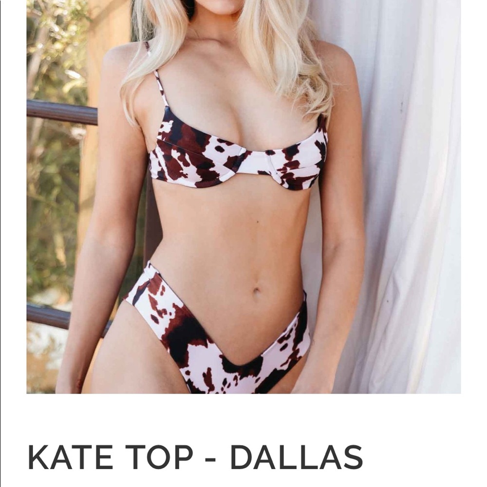 Skatie bikini top in Dallas cow print